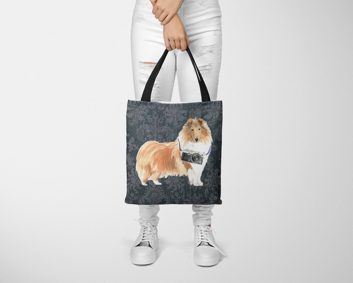 Rough Collie Dog Denim Style Tote Bag 12 Rough Collie Dog Denim Style Tote Bag - Image 10