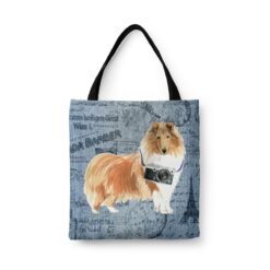 Rough Collie Dog Denim Style Tote Bag