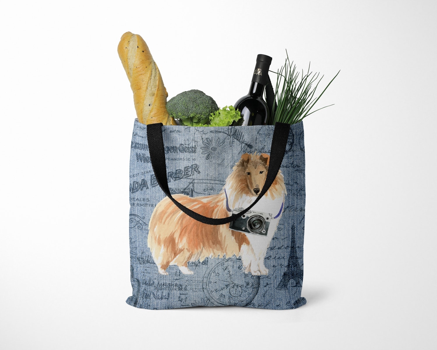 Rough Collie Dog Denim Style Tote Bag 14 Rough Collie Dog Denim Style Tote Bag - Image 12