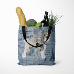 denim dogs tote schnauzer faded ephemera denim tote standing food