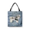 Shih tzu Short hair Dog Denim Style Tote Bag 2 denim dogs tote shih tzu short hair faded ephemera denim front view white