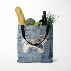 Shih tzu Short hair Dog Denim Style Tote Bag 39 denim dogs tote shih tzu short hair faded ephemera denim tote standing food