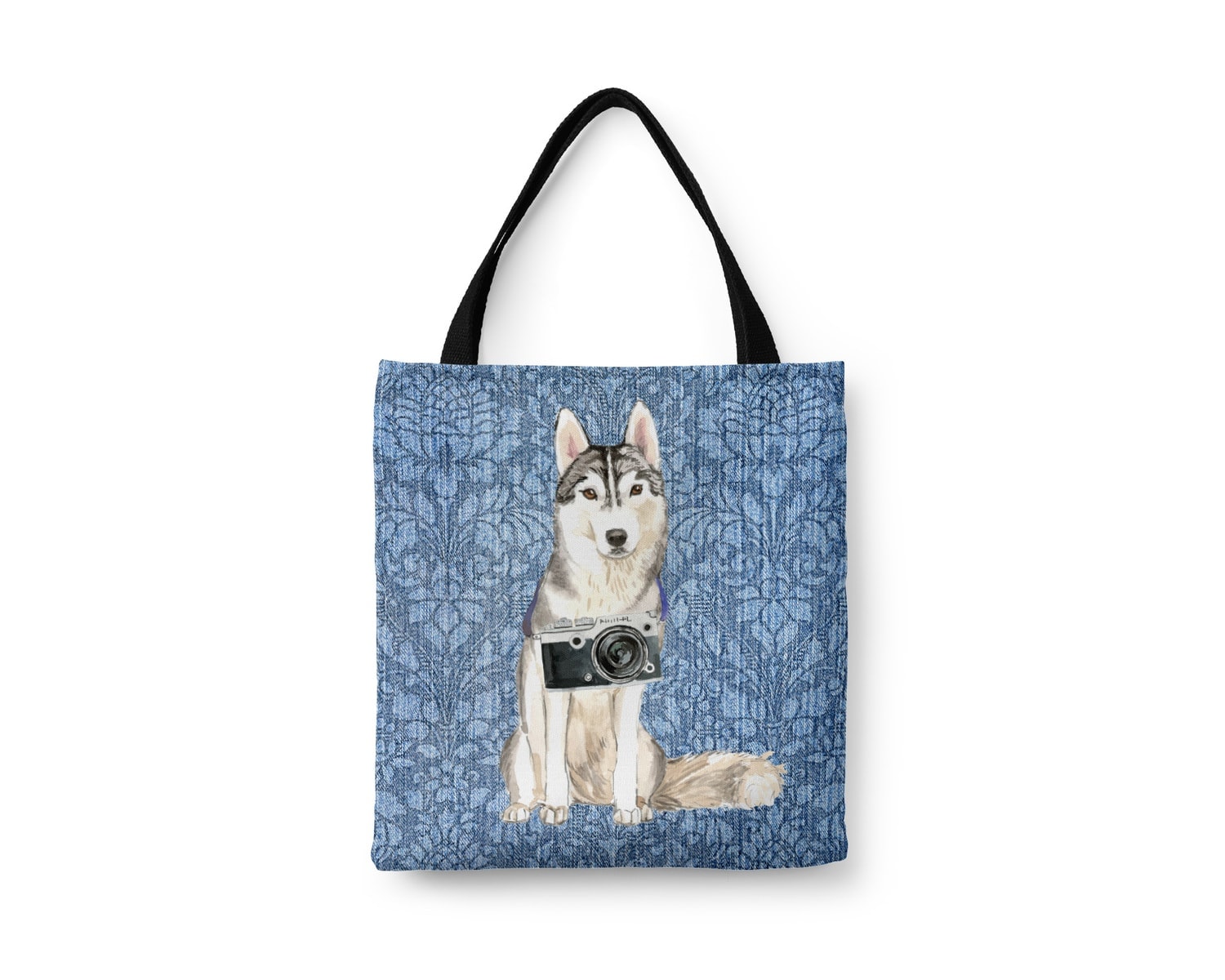 Siberian Husky Dog Denim Style Tote Bag 6 Siberian Husky Dog Denim Style Tote Bag - Image 4