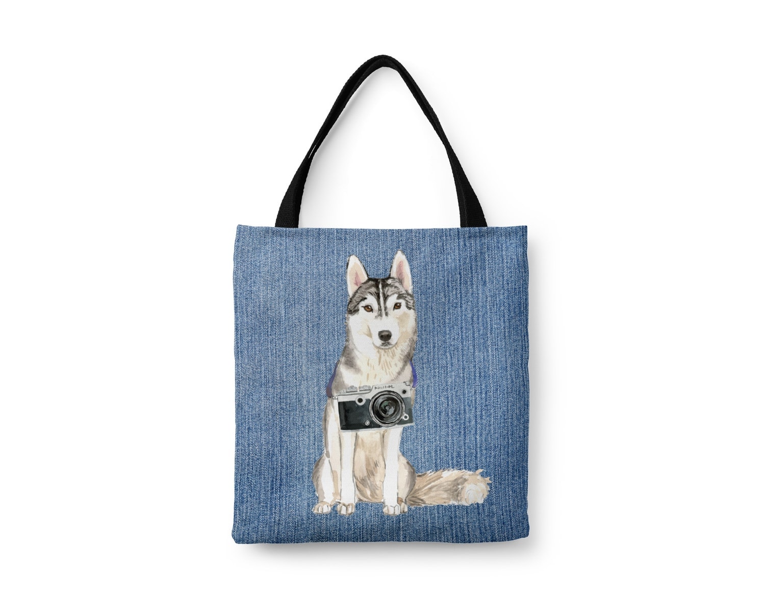 Siberian Husky Dog Denim Style Tote Bag 7 Siberian Husky Dog Denim Style Tote Bag - Image 5