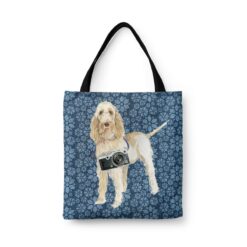 Spinone Italiano Dog Denim Style Tote Bag 34 denim dogs tote spinone italiano daisy denim front view white