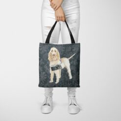 Spinone Italiano Dog Denim Style Tote Bag 37 denim dogs tote spinone italiano dark damask denim tote woman trowsers front view