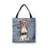 denim dogs tote staffordshire bull terrier faded ephemera denim front view white