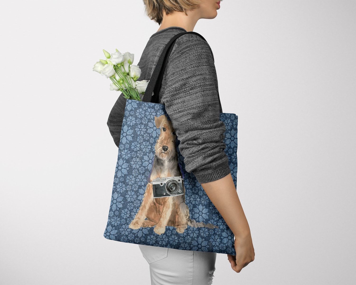 Welsh Terrier Dog Denim Style Tote Bag 11 Welsh Terrier Dog Denim Style Tote Bag - Image 9