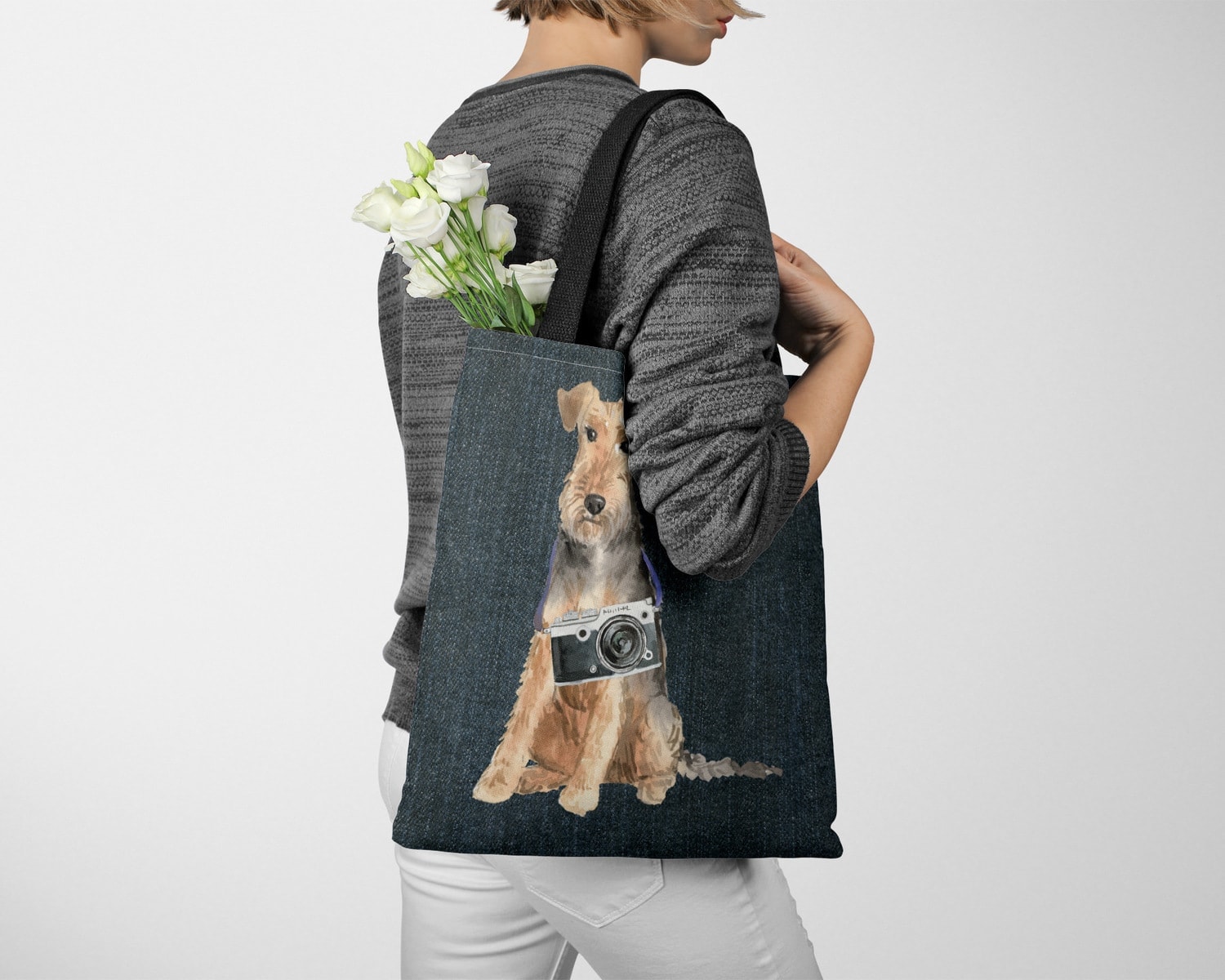 Welsh Terrier Dog Denim Style Tote Bag 13 Welsh Terrier Dog Denim Style Tote Bag - Image 11