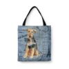 denim dogs tote welsh terrier faded ephemera denim front view white