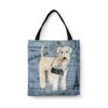 Wheaten Terrier Dog Denim Style Tote Bag 2 denim dogs tote wheaten terrier faded ephemera denim front view white
