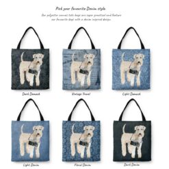 denim dogs tote wheaten terrier variations