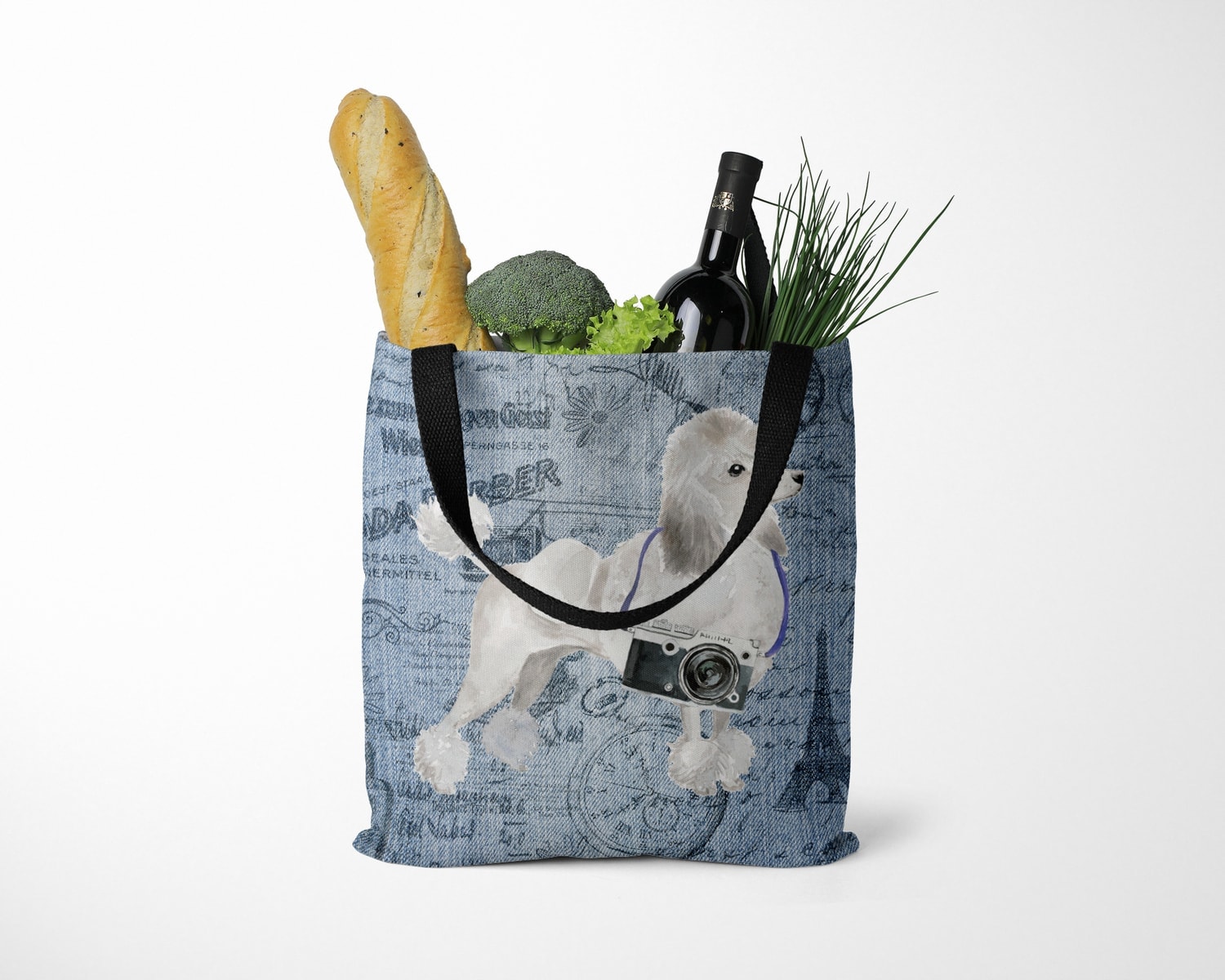 White poodle Dog Denim Style Tote Bag 14 White poodle Dog Denim Style Tote Bag - Image 12