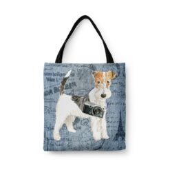 Wire Haired Fox Terrier Dog Denim Style Tote Bag