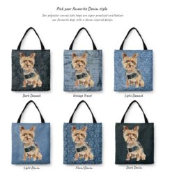 denim dogs tote yorkshire terrier variations