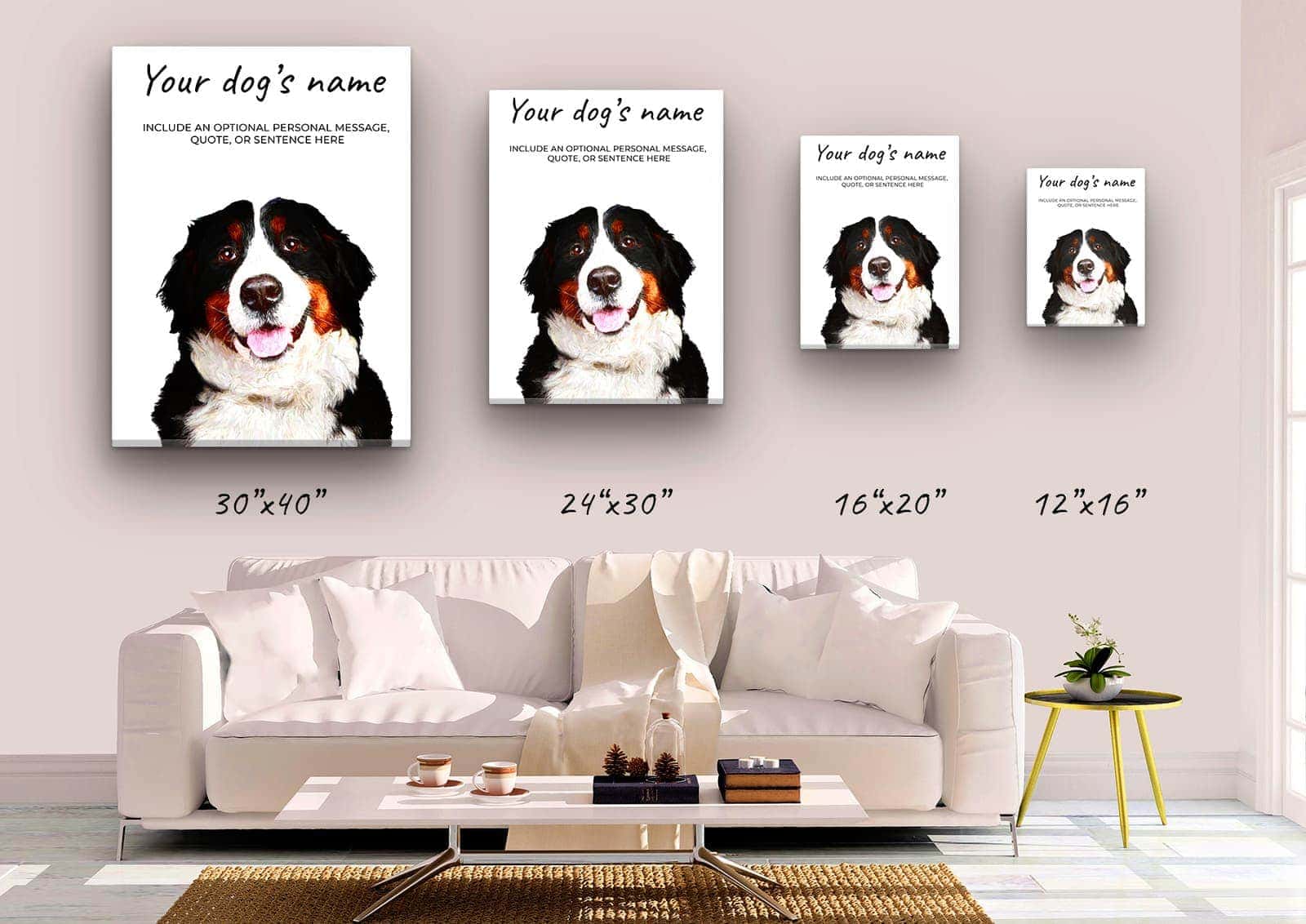 Bernese Mountain Dog personalised canvas print - Peeping In Collection - Pre-stretched wall art ready to hang 5 Bernese Mountain Dog personalised canvas print - Peeping In Collection - Pre-stretched wall art ready to hang - Image 3