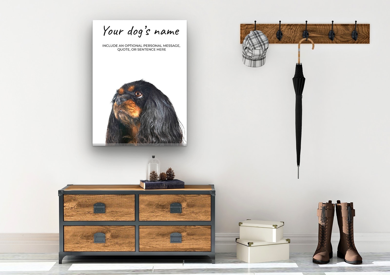 Black Cavalier King Charles Spaniel personalised canvas print - Peeping In Collection - Pre-stretched wall art ready to hang 6 Black Cavalier King Charles Spaniel personalised canvas print - Peeping In Collection - Pre-stretched wall art ready to hang - Image 4