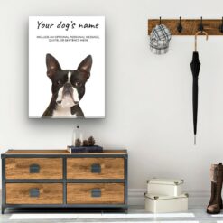Boston Terrier personalised canvas print - Peeping In Collection - Pre-stretched wall art ready to hang 11 dog paintings canvas boston terrier hall
