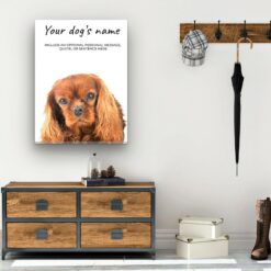 Brown Cavalier King Charles Spaniel personalised canvas print - Peeping In Collection - Pre-stretched wall art ready to hang 11 dog paintings canvas brown cavalier king charles hall