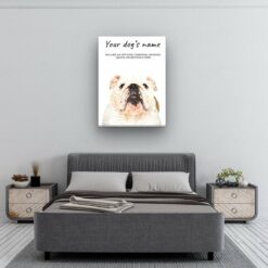 English Bulldog personalised canvas print - Peeping In Collection - Pre-stretched wall art ready to hang 13 dog paintings canvas bulldog bedroom