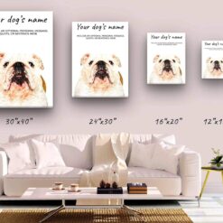 English Bulldog personalised canvas print - Peeping In Collection - Pre-stretched wall art ready to hang 12 dog paintings canvas bulldog canvas size comparison