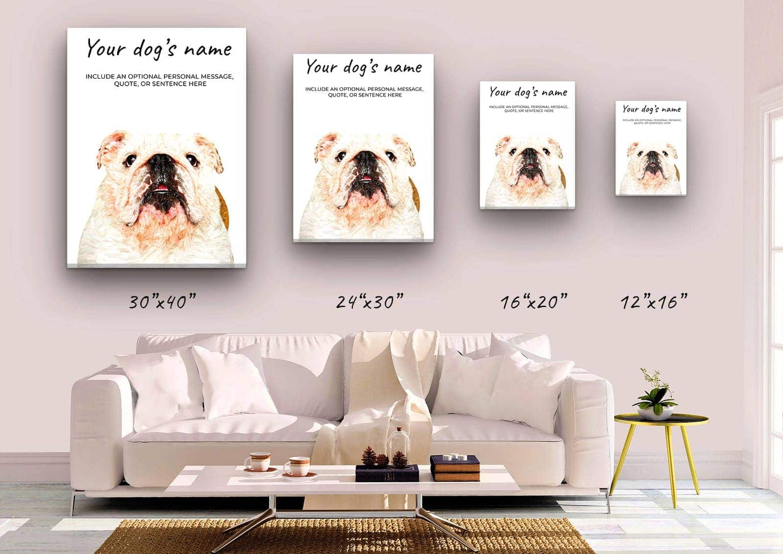 English Bulldog personalised canvas print - Peeping In Collection - Pre-stretched wall art ready to hang 7 English Bulldog personalised canvas print - Peeping In Collection - Pre-stretched wall art ready to hang - Image 5