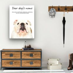 English Bulldog personalised canvas print - Peeping In Collection - Pre-stretched wall art ready to hang 11 dog paintings canvas bulldog hall