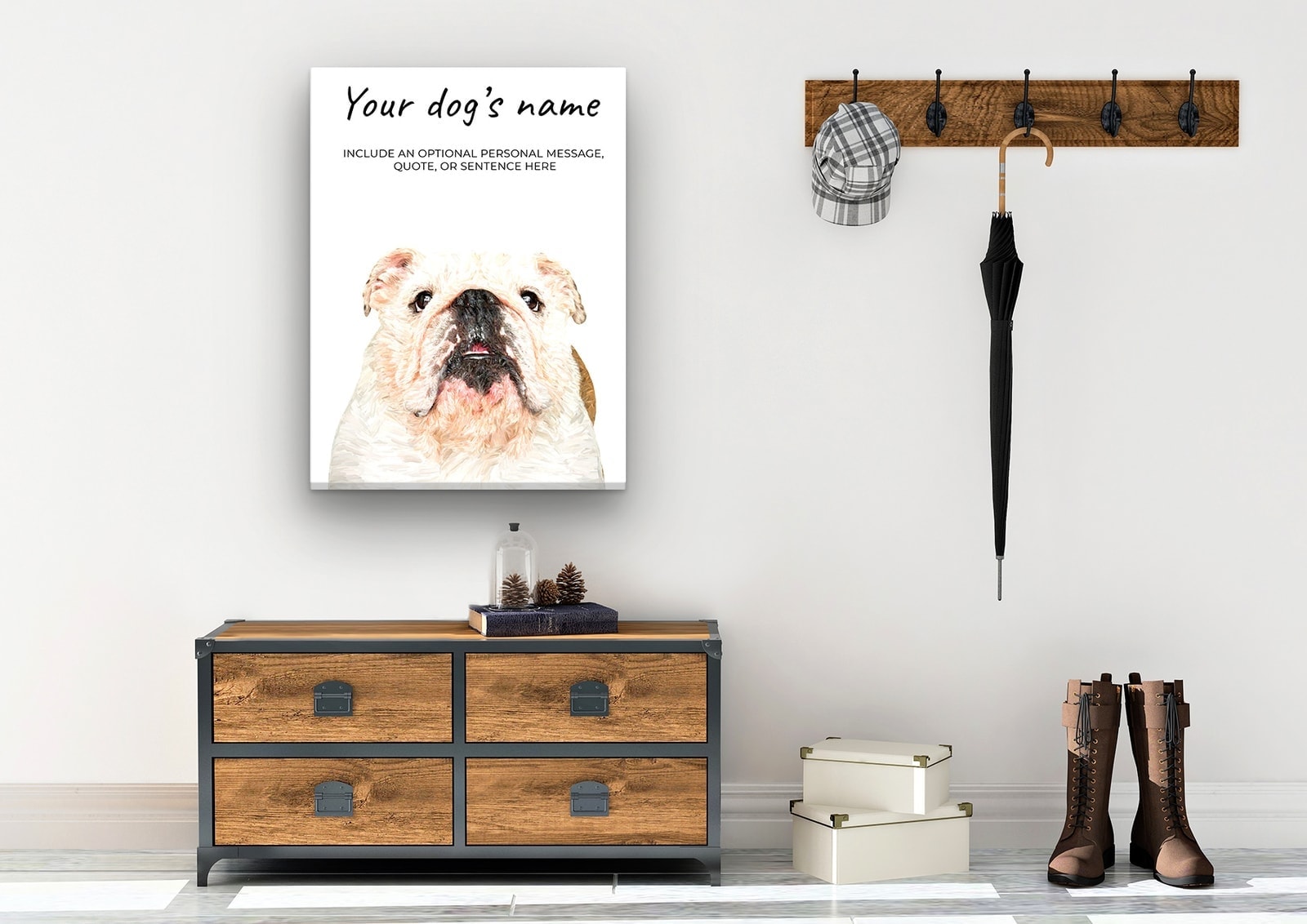 English Bulldog personalised canvas print - Peeping In Collection - Pre-stretched wall art ready to hang 6 English Bulldog personalised canvas print - Peeping In Collection - Pre-stretched wall art ready to hang - Image 4