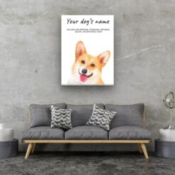 Corgi personalised canvas print - Peeping In Collection - Pre-stretched wall art ready to hang 12 dog paintings canvas corgi living room