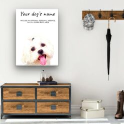 Maltese personalised canvas print - Peeping In Collection - Pre-stretched wall art ready to hang 11 dog paintings canvas maltese hall