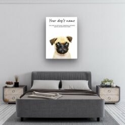 Pug personalised canvas print - Peeping In Collection - Pre-stretched wall art ready to hang 9 dog paintings canvas pug bedroom