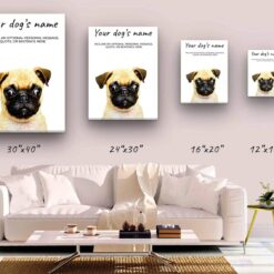 Pug personalised canvas print - Peeping In Collection - Pre-stretched wall art ready to hang 10 dog paintings canvas pug canvas size comparison
