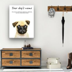 Pug personalised canvas print - Peeping In Collection - Pre-stretched wall art ready to hang 11 dog paintings canvas pug hall