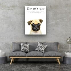 Pug personalised canvas print - Peeping In Collection - Pre-stretched wall art ready to hang 12 dog paintings canvas pug living room