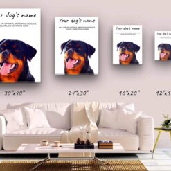 Rottweiler personalised canvas print - Peeping In Collection - Pre-stretched wall art ready to hang 12 dog paintings canvas rottweiller canvas size comparison