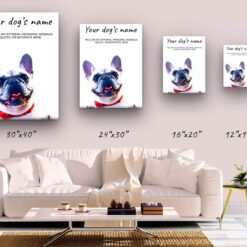 White French Bulldog personalised canvas print - Peeping In Collection - Pre-stretched wall art ready to hang 10 dog paintings canvas white french bulldog canvas size comparison