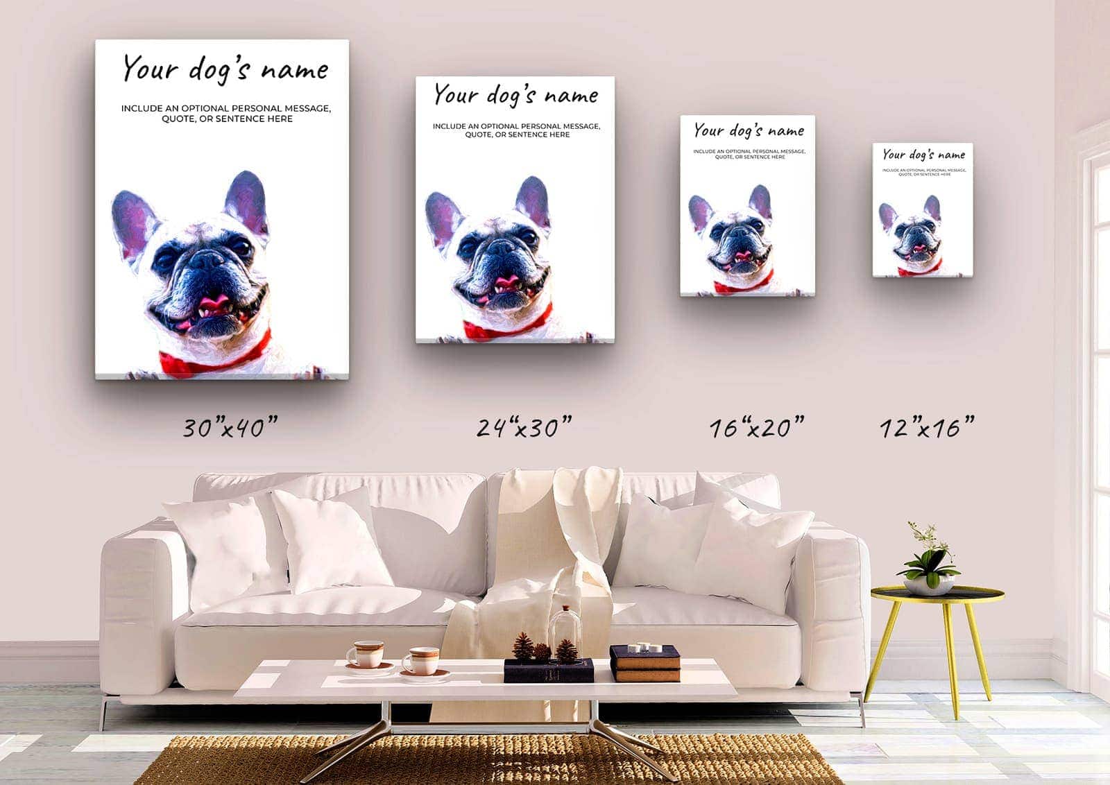 White French Bulldog personalised canvas print - Peeping In Collection - Pre-stretched wall art ready to hang 5 White French Bulldog personalised canvas print - Peeping In Collection - Pre-stretched wall art ready to hang - Image 3