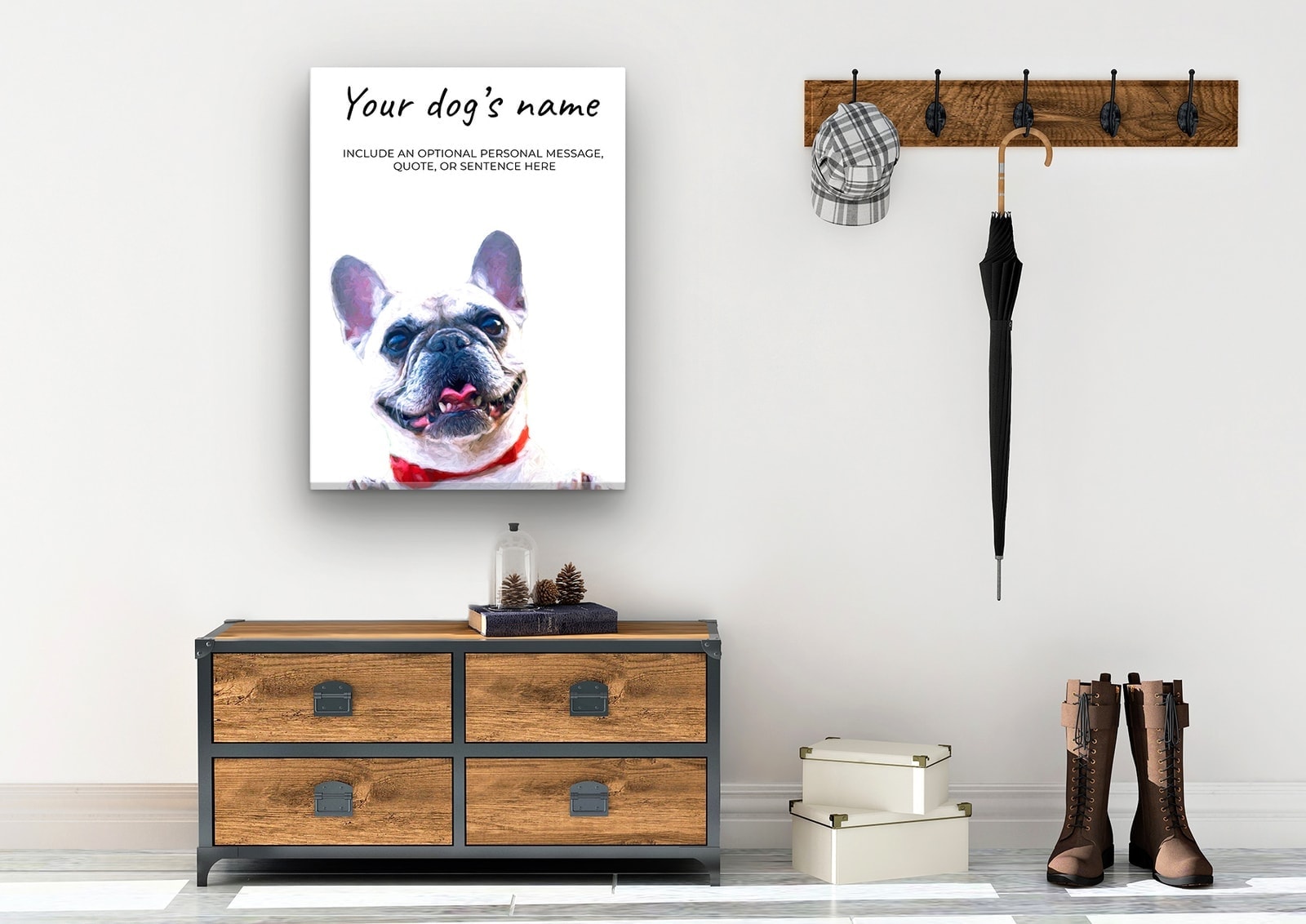White French Bulldog personalised canvas print - Peeping In Collection - Pre-stretched wall art ready to hang 6 White French Bulldog personalised canvas print - Peeping In Collection - Pre-stretched wall art ready to hang - Image 4