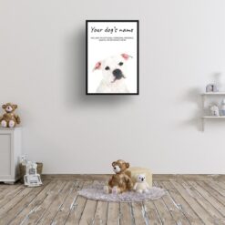American Staffordshire terrier personalised dog print painting. Framed & un-framed wall art 12 dog paintings prints american staffordshire bull terrier kids room