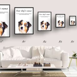dog paintings prints australian shepherd print size comparison