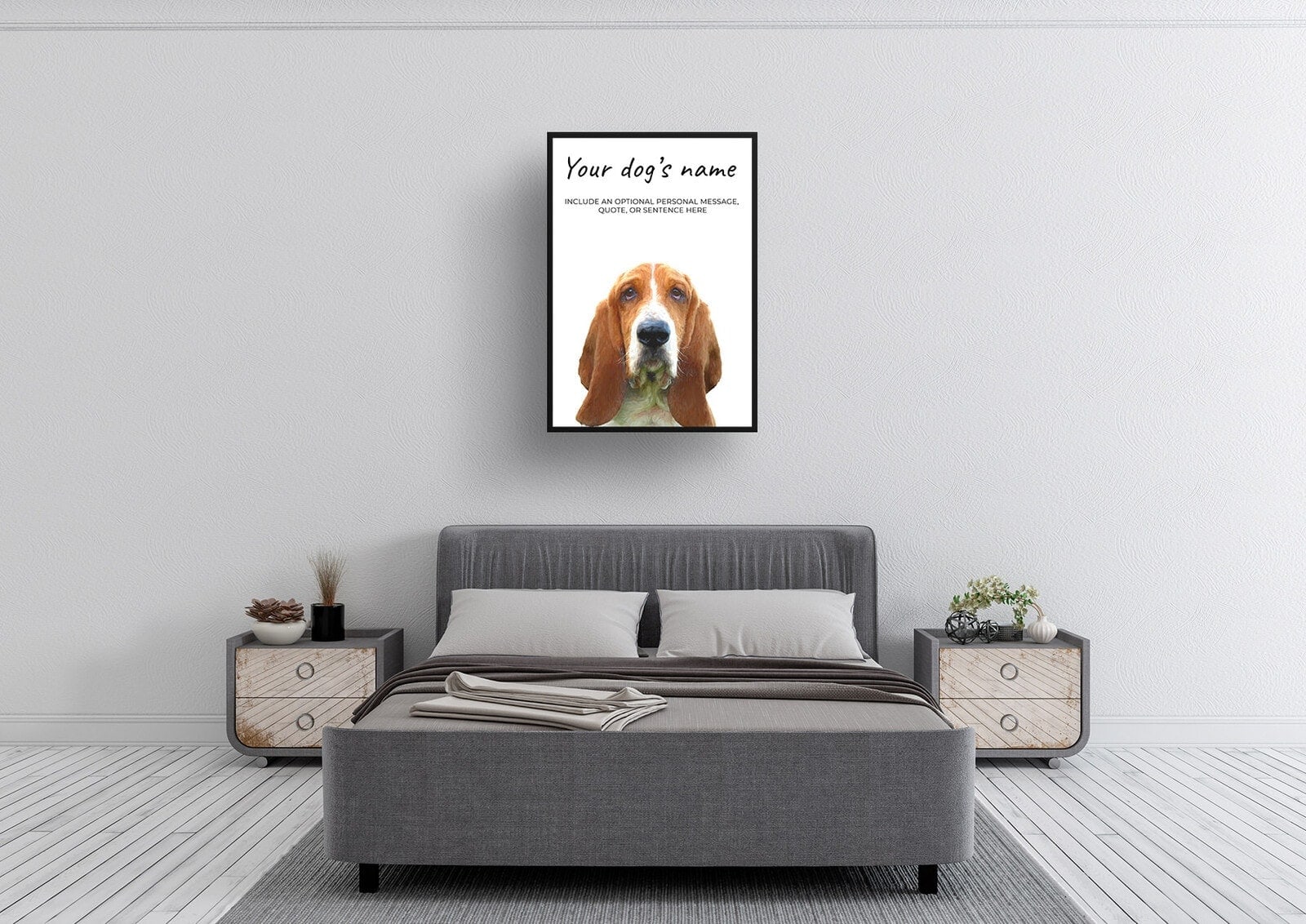 Basset Hound personalised dog print painting. Framed & un-framed wall art 4 Basset Hound personalised dog print painting. Framed & un-framed wall art - Image 2