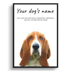Basset Hound personalised dog print painting. Framed & un-framed wall art