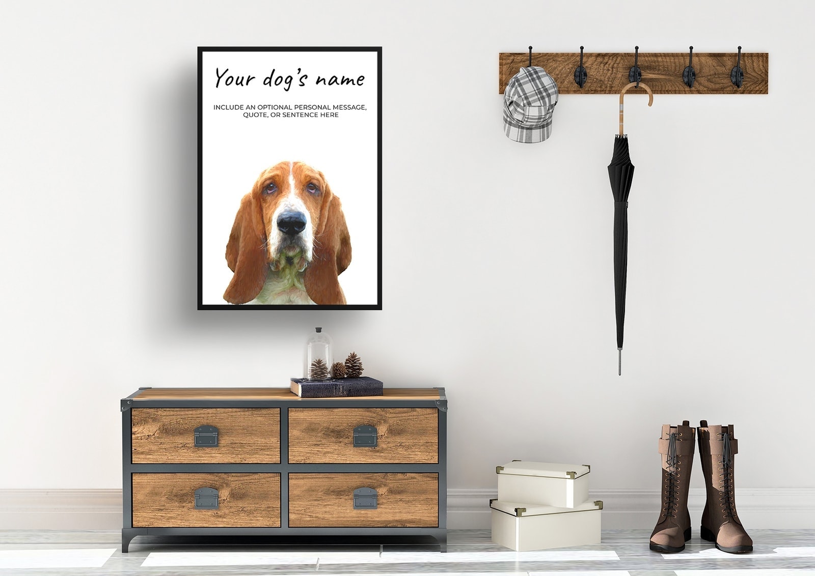 Basset Hound personalised dog print painting. Framed & un-framed wall art 5 Basset Hound personalised dog print painting. Framed & un-framed wall art - Image 3