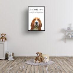 Basset Hound personalised dog print painting. Framed & un-framed wall art 12 dog paintings prints basset hound kids room