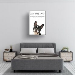 Black and white french bulldog personalised dog print painting. Framed & un-framed wall art 10 dog paintings prints black and white french bulldog bedroom