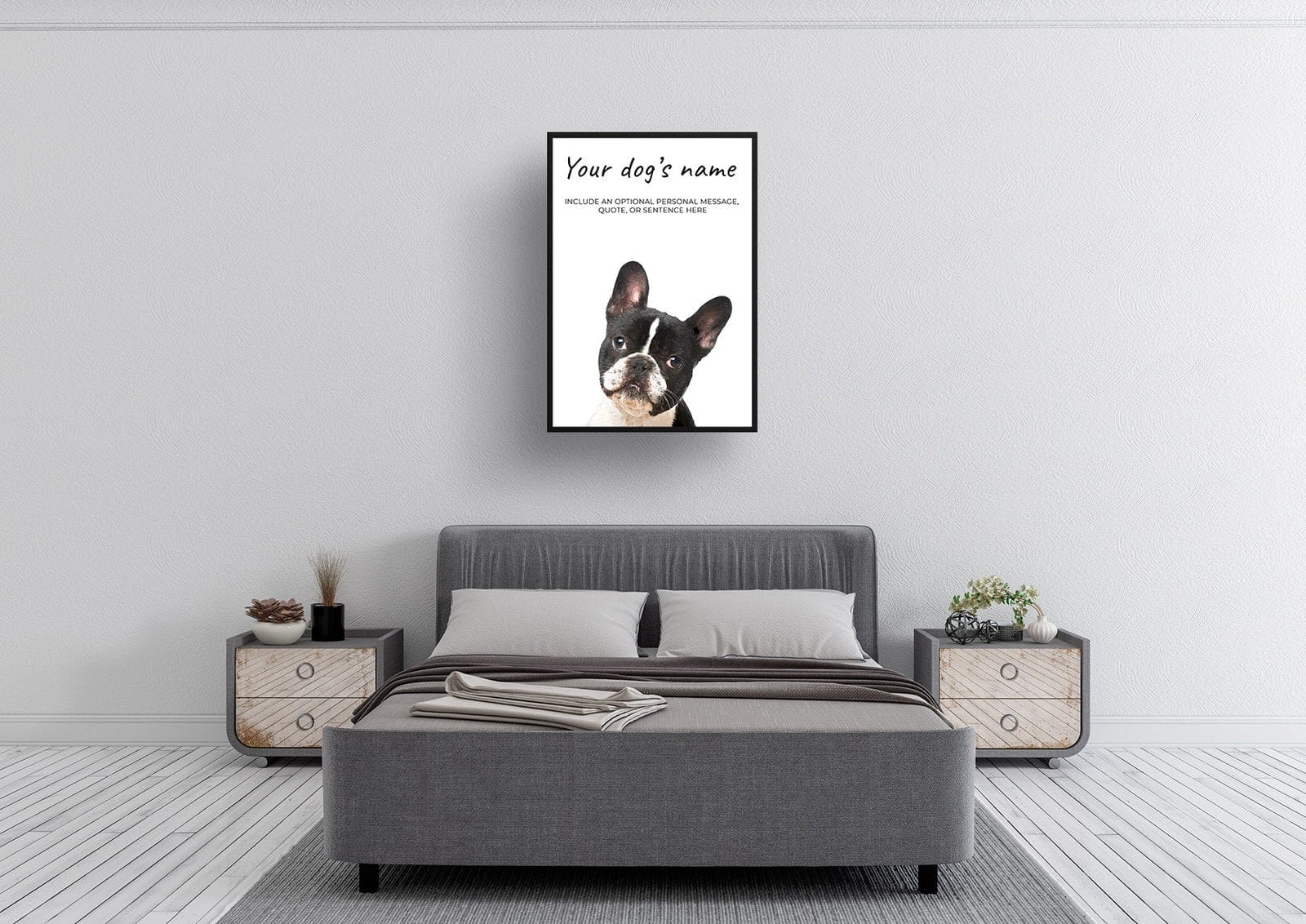Black and white french bulldog personalised dog print painting. Framed & un-framed wall art 4 Black and white french bulldog personalised dog print painting. Framed & un-framed wall art - Image 2