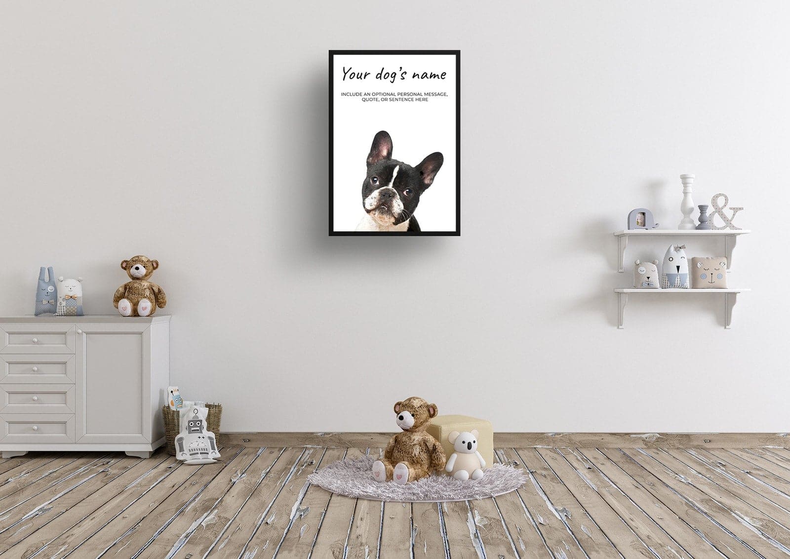 Black and white french bulldog personalised dog print painting. Framed & un-framed wall art 6 Black and white french bulldog personalised dog print painting. Framed & un-framed wall art - Image 4