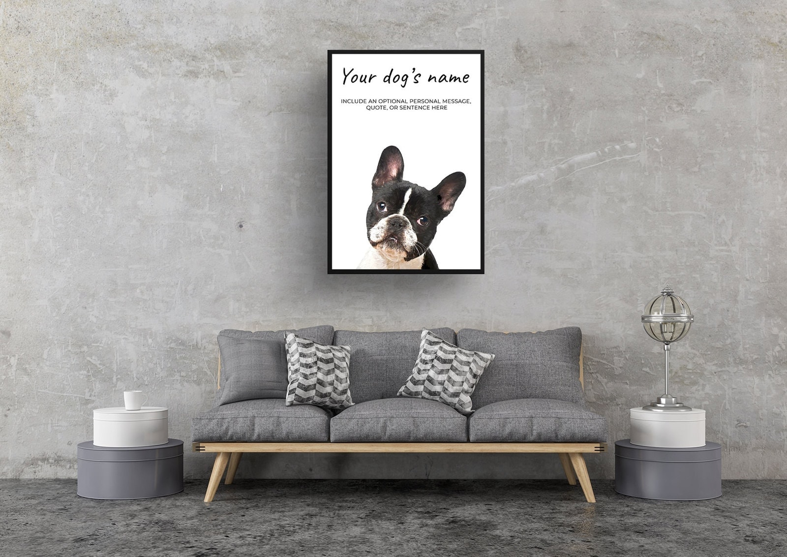 Black and white french bulldog personalised dog print painting. Framed & un-framed wall art 7 Black and white french bulldog personalised dog print painting. Framed & un-framed wall art - Image 5
