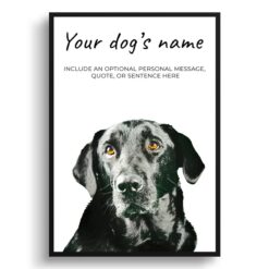 Black Labrador personalised dog print painting. Framed & un-framed wall art