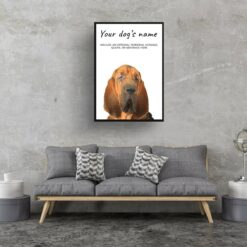 BloodHound personalised dog print painting. Framed & un-framed wall art 12 dog paintings prints bloodhound living room